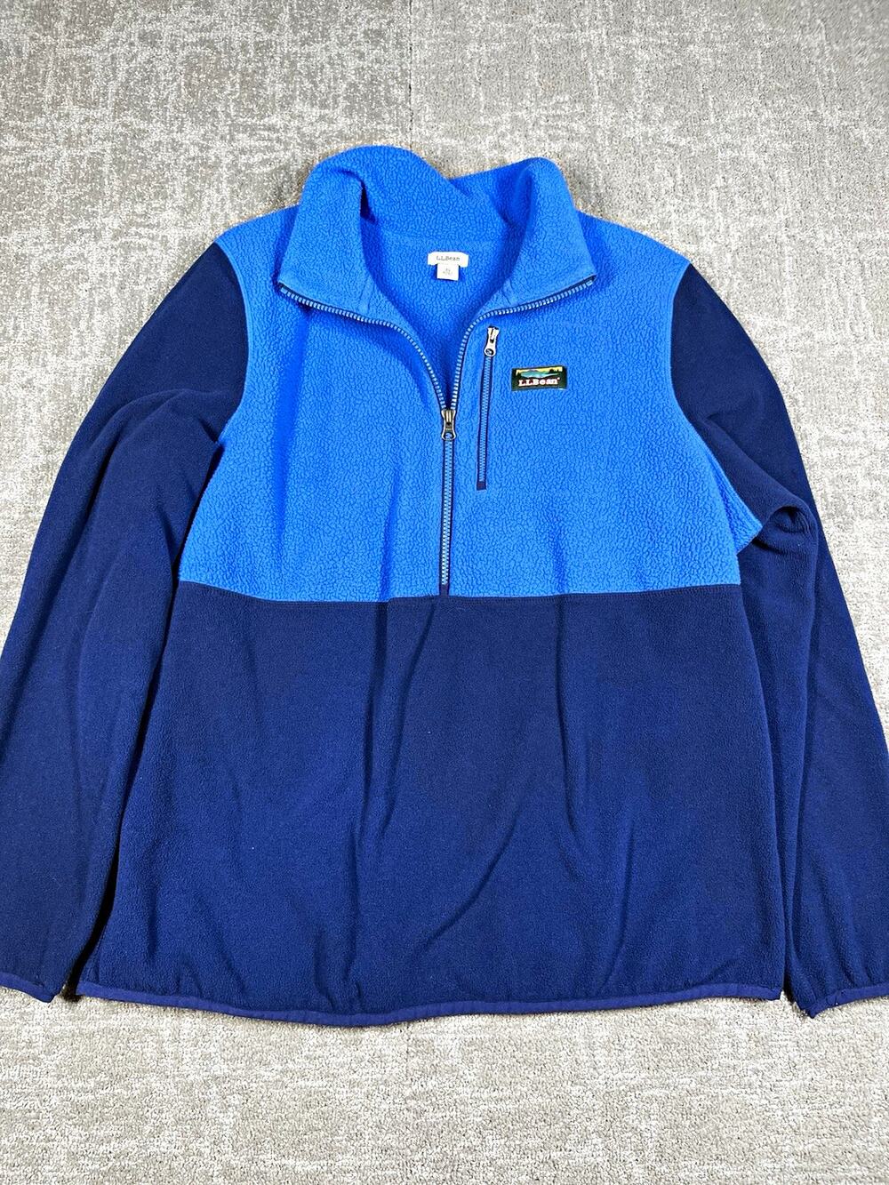 L.L.Bean Women XL 1/4 Zip Fleece Pullover Sweatshirt Colorblock Blue Navy